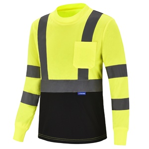 AYKRM Fluorescent Hi Vis Workwear Long Sleeve Yellow Work Tops Construction Engineer Reflective Quick Dry Safety T Shirt - Product Image 3