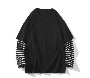 เสื้อยืดผ้าฝ้ายซักกรดสำหรับผู้ชายเสื้อยืดแขนยาวสองชั้นพิมพ์ลายตามสั่ง - Product Image 6