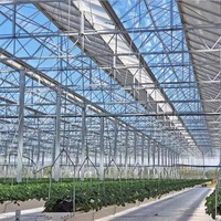 Intelligente slimme glazen kas voor modern landbouwproject met op afstand gelegen monitoring en automatische besturingssystemen