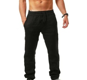 Pantalones Deportivos Casuales de Lona de Peso Medio, Holgados, de Pierna Recta, con Cierre de Cordón, Pantalones para Hombre, Lavados - Product Image 2