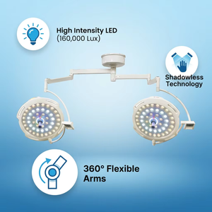 Lampe chirurgicale LED à double tête 160000 Lux avec 700/700 perles LED <span class=keywords><strong>Cree</strong></span>, lampe de bloc opératoire sans ombre avec modes RGB et laparoscope - Product Image 3