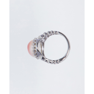 Bague vintage ovale avec cabochon en pierre précieuse - Bijou décontracté en alliage plaqué rhodium - Product Image 4