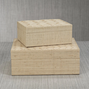 AK กล่องเก็บของทองเหลืองทรงสี่เหลี่ยมทำจากต้นปาล์มชุดสีไม้แอชกล่องคุณภาพสูง2กล่องสำหรับตกแต่งห้องนั่งเล่น - Product Image 1