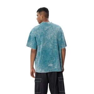 เสื้อยืดผู้ชายสีฟ้าอ่อน ผ้าฝ้าย 100% สไตล์วินเทจ ลำลอง สตรีทแวร์ เนื้อผ้านุ่ม ระบายอากาศดี เหมาะสำหรับใส่ในชีวิตประจำวันในเมือง - Product Image 5