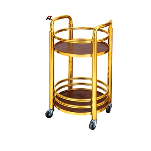 Hotel restoran furnitur logam Mobile melayani Bar troli dapur mewah antik baja nirkarat makanan kayu teh troli - Product Image 2