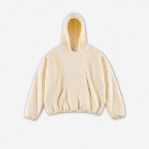 เสื้อครอปแบบมีฮู้ดสำหรับผู้ชายผ้าคอตตอนโอเวอร์ไซส์แบบเรียบไม่มีเชือกผูก - Product Image 6