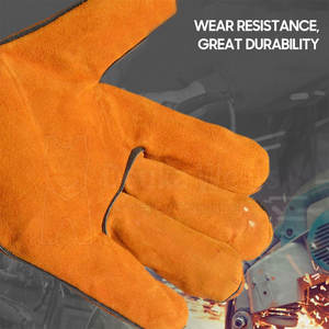 Guantes de Soldadura de Cuero Industriales Suaves con Logotipo Personalizado al por Mayor, Guantes de Trabajo de Cuero Personalizados Resistentes al Calor - Product Image 4