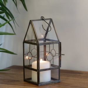 Christmas Home Decorations Metal <b>Framed</b> <b>Glass</b> Wood Candle Holders Hurricane Lanterns 2 Sizes for <b>Hanging</b> for Your Home's Festive - Product Image 2