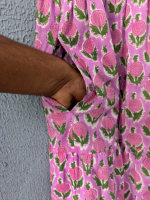 Robe longue décontractée pour femme, imprimée à la main, motif floral, écologique, respirante, en coton tissé, sans manches, à taille naturelle, avec bretelles