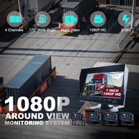 7 pouces IPS AHD 4 canaux DVR système de moniteur de voiture vidéo avec 4 pièces caméra de sauvegarde IR 18LED pour chariot élévateur de camion de Bus