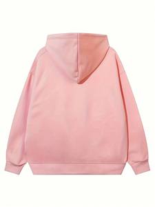 Sudadera con capucha de manga larga de algodón 100% para mujer con tops bordados con estampado de personajes simplistas para impresión personalizada - Product Image 2