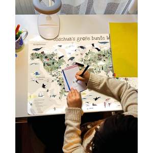 Alfombrilla de Escritorio con Mapa del Mundo en Color Beige POD, con Nombre Personalizado, Diseño de Dibujos Animados, Material de Tela - Product Image 3