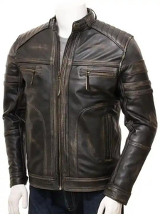 Chaqueta de Cuero Clásica de Lujo para Hombre, con Capucha, Bolsillos, Tela de Lona, Abrigo de Invierno, Venta al por Mayor OEM - Product Image 2