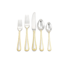 Ensemble de couverts en acier inoxydable plaqué argent de haute qualité, écologique, pour mariage, design artisanal doré, style européen moderne - Product Image 2