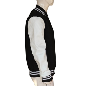 Black White Men's Fashionable Windproof Wool Blend Varsity Jacket <b>Covered</b> <b>Button</b> Closure Streetwear Outerwear 4XL - Product Image 3