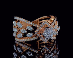 Bague de fiançailles en diamant de laboratoire de 0,50 CTW, certifiée SGL, or massif 14 carats, design multi rangs - Product Image 2