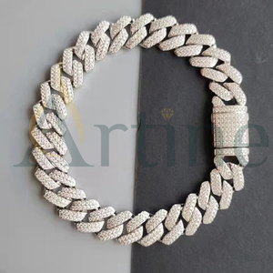 Heavy <b>Iced</b> <b>Out</b> <b>Chain</b> Baguette Cut Moissanite Cuban Link <b>Chain</b> Men's Hip Hop Miami <b>Chain</b> - Product Image 1