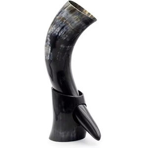 Corne à boire Viking Buffalo poli artisanat naturel écologique corne de vache sculptée avec support de support de conception animale de style nautique - Product Image 2