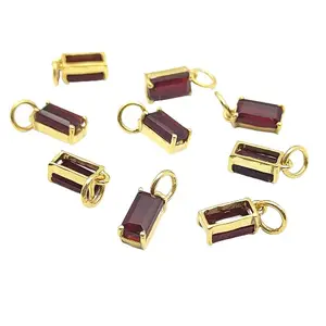Granat-Quartz-Baguette Anhänger Januar Rot Geburtsstein Gold Vermeer winzige Baguette Schnitt minimalistische Halskette Herstellung Charme Lieferant