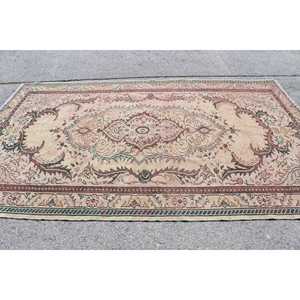 Grand tapis turc de 5,7 x 9,7 pieds, tapis vintage à motifs floraux bruns - Product Image 3