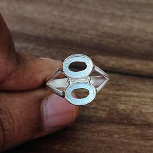 Bague fine en argent massif 925 véritable plaqué or 14k ovale 6x8mm avec monture semi-montée simple pour femme - Product Image 2