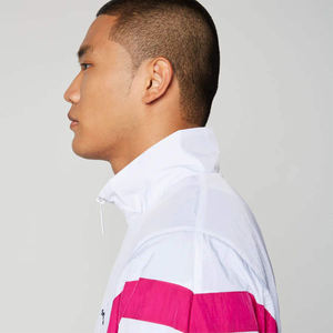 <b>Men</b> Retro Tracksuit White Jacket Navy <b>Pink</b> Panel Matching Pants 100% Cotton Casual Athletic Two Piece Sportswear Set Fleece - Product Image 6