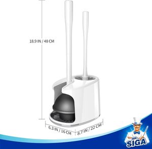 MR.SIGA Toilet Plunger and Brush with <b>Holder</b> for Toilet Cleaning, White - Product Image 3