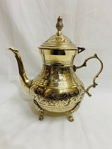 กาต้มน้ำชาดีไซน์แกะสลักด้วยมือแบบโบราณหม้อชาทำจากทองเหลืองขนาดพิเศษ - Product Image 6