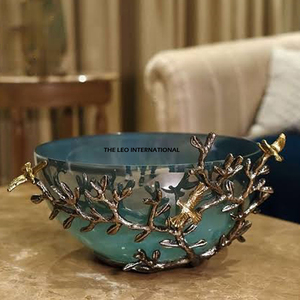 Cuenco de aluminio para frutas secas y nueces con soporte de flores, cuenco de lujo japonés decorativo hecho a mano de nuevo diseño - Product Image 5
