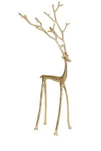 Statuette décorative de renne doré |   Sculpture de cerf de Noël de style nordique, centre de table de mariage, accents d'intérieur animaliers - Product Image 4