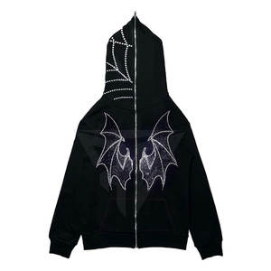 Sudaderas con capucha de diamantes de imitación para hombre de invierno de bajo precio 100% algodón con cremallera polar Color personalizado y diseño de logotipo de alta calidad - Product Image 1