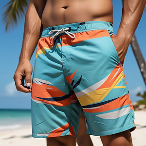 Pantalones cortos de playa de cintura alta con cordón de diseño personalizado para hombre, pantalones cortos de sublimación de poliéster 100% - Product Image 1