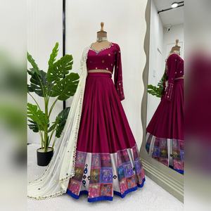 ชุดเลเฮนกาโชลีงานหนักสำหรับผู้หญิง งานแต่งงาน พิมพ์ลายดิจิทัล ผ้าเรยอน ชุดงานเลี้ยงอินเดีย ชุดเจ้าสาว สินค้ามาใหม่ - Product Image 1