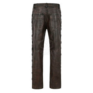 Pantalon en cuir décontracté pour hommes de haute qualité couleur unie haut de gamme Streetwear léger motif droit teint uni - Product Image 4