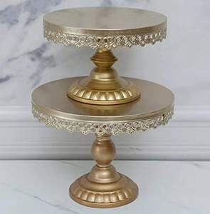 Merveilleux Design Forme Ronde Plaqué Or Gâteau et Dessert Stand Deluxe Qualité Grande Taille Support à Pâtisserie en Métal - Product Image 2