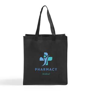 Medium Size Customized Logo Tote <b>Bags</b> for Shopping Advertising Recyclable Grocery <b>Bags</b> with <b>Long</b> Handle Featuring Letter Pattern - Product Image 1