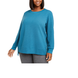 Felpa con Cappuccio Ideology da Donna Taglia XX-Large Blu Scuro con Zip Laterale in Tessuto Terry Lavorato a Maglia per la Stagione Autunnale - Product Image 1