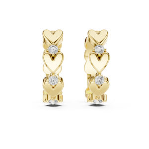 Elegantes Pendientes Redondos con Diamantes Cultivados en Laboratorio |   Oro Amarillo de 14K |   Ropa de Fiesta para Mujer, Regalo de Aniversario Nupcial Certificado de Lujo - Product Image 1