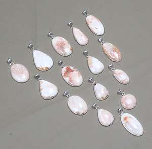 Fábrica Rosa Scolecite cristal plateado latón Material bisel ajuste en forma mixta piedra moda lindos colgantes venta al por mayor lote - Product Image 6