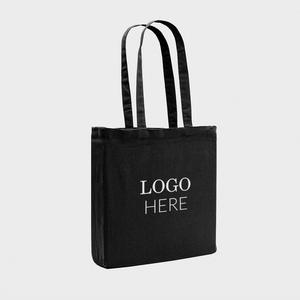 8oz Black Recycled Canvas Tote <b>Bag</b> Eco-Friendly Cotton Beach <b>Bag</b> Gusset <b>Medium</b> Size Personalized Letter Screen for Advertising - Product Image 3