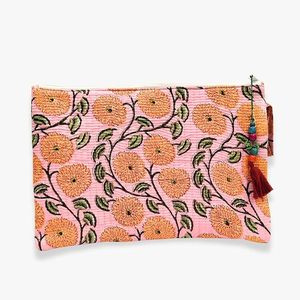 Housse indienne de luxe faite à la main pour ordinateur portable élégante impression de blocs orange rembourrée tissu de coton doux Durable léger fronde fermeture éclair - Product Image 1