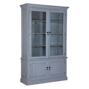 Kitchen Cabinet Mahogany <b>Wooden</b> Cupboard with Glass Doors Modern Minimalist Design of Showcase Durable <b>Bookcase</b> at Cheap Price - Product Image 3
