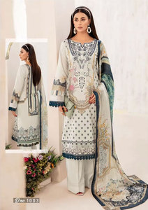 Collection été pakistanaise originale Collection pure imprimée avec patchs brodés avec imprimé mousseline Costume pakistanais Duppata - Product Image 3