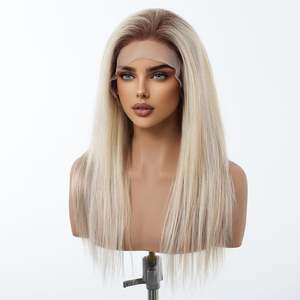 DWY Luxe Platinum Blonde Straight Remy Human Hair Lace Front <b>Wig</b> <b>Long</b> Length - Product Image 6