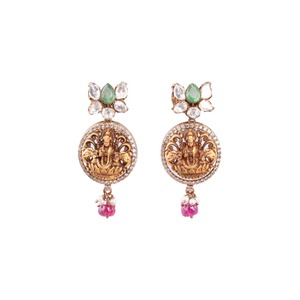 Juego de Aretes de Joyería Festiva Tradicional Chapados en Oro, Estilo Templo, para Bodas, Compromisos y Fiestas, para Mujer - Product Image 2
