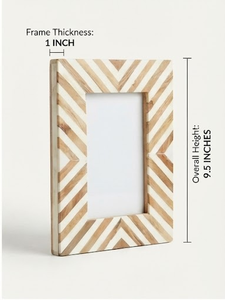 Cadre en MDF rectangulaire vertical, motif chevron fait main en résine, présentoir de table créatif - Product Image 4