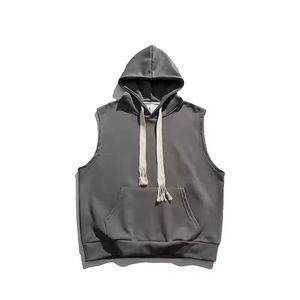 Best Selling Lightweight <b>Sleeveless</b> <b>Men's</b> Gym <b>Hoodie</b> Breathable Quick Dry Embroidered Customized Colors Winter OEM ODM - Product Image 5