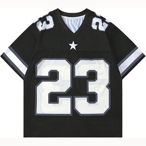 Camiseta Deportiva de Fútbol de Manga Corta con Cuello en V, Corte Holgado, Transpirable, Estilo Urbano, para Hombre - Product Image 5