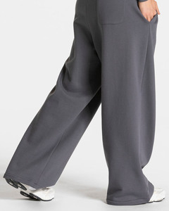 Pantalon de Survêtement Femme en Molleton de Coton Graphite Surdimensionné Jambe Large Personnalisé OEM de Haute Qualité avec Passepoil – Pantalon et Pantalon de Femme - Product Image 6