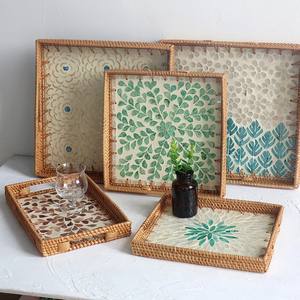 ถาดรองแก้วกาแฟลายหอยมุกถาดใส่ม็อบโมเสคถาดรองจานชามเป็นมิตรต่อสิ่งแวดล้อม - Product Image 4